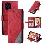 For iPhone 11 Pro Skin Feel Splicing Horizontal Flip Leather Case with Holder & Card Slots & Wallet & Photo Frame(Red)