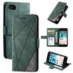 For iPhone SE 2022 / SE 2020 / 8 / 7 Skin Feel Splicing Horizontal Flip Leather Case with Holder & Card Slots & Wallet & Photo Frame(Green)