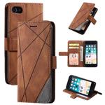 For iPhone SE 2022 / SE 2020 / 8 / 7 Skin Feel Splicing Horizontal Flip Leather Case with Holder & Card Slots & Wallet & Photo Frame(Brown)