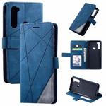 For Xiaomi Redmi Note 8 Skin Feel Splicing Horizontal Flip Leather Case with Holder & Card Slots & Wallet & Photo Frame(Blue)