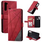 For Xiaomi Redmi Note 8 Skin Feel Splicing Horizontal Flip Leather Case with Holder & Card Slots & Wallet & Photo Frame(Red)