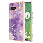 For Google Pixel 7a Electroplating Marble Dual-side IMD Phone Case(Purple 002)