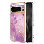 For Google Pixel 8 Pro Electroplating Marble Dual-side IMD Phone Case(Purple 001)