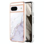 For Google Pixel 8 Electroplating Marble Dual-side IMD Phone Case(White 006)