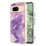 For Google Pixel 8a Electroplating Marble Dual-side IMD Phone Case(Purple 002)