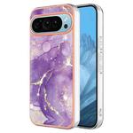 For Google Pixel 9 Pro Electroplating Marble Dual-side IMD Phone Case(Purple 002)