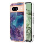 For Google Pixel 8a Electroplating Marble Dual-side IMD Phone Case(Purple 016)