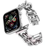 Big Denim Chain Metal Watch Band For Apple Watch 8 45mm(Silver)