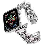 Big Denim Chain Metal Watch Band For Apple Watch 7 41mm(Silver)