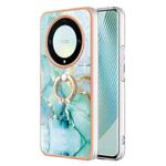 For Honor X9a / Magic5 Lite Electroplating Marble IMD TPU Phone Case with Ring Holder(Green 003)