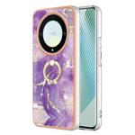 For Honor X9a / Magic5 Lite Electroplating Marble IMD TPU Phone Case with Ring Holder(Purple 002)