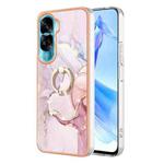 For Honor 90 Lite 5G Electroplating Marble IMD TPU Phone Case with Ring Holder(Rose Gold 005)