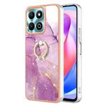 For Honor X6b Electroplating Marble IMD TPU Phone Case with Ring Holder(Purple 001)