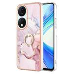 For Honor X7b 4G / 5G Electroplating Marble IMD TPU Phone Case with Ring Holder(Rose Gold 005)