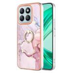 For Honor X8b Electroplating Marble IMD TPU Phone Case with Ring Holder(Rose Gold 005)