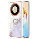 For Honor X9b Electroplating Marble IMD TPU Phone Case with Ring Holder(White 006)