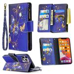 For iPhone 11 Colored Drawing Pattern Zipper Horizontal Flip Leather Case with Holder & Card Slots & Wallet(Purple Butterfly)