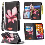 For iPhone 11 Colored Drawing Pattern Zipper Horizontal Flip Leather Case with Holder & Card Slots & Wallet(Lotus)