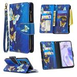 For Huawei P40 Colored Drawing Pattern Zipper Horizontal Flip Leather Case with Holder & Card Slots & Wallet(Golden Butterfly)