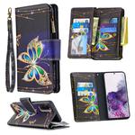 For Samsung Galaxy S20 Colored Drawing Pattern Zipper Horizontal Flip Leather Case with Holder & Card Slots & Wallet(Butterfly)