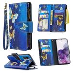 For Samsung Galaxy S20 Colored Drawing Pattern Zipper Horizontal Flip Leather Case with Holder & Card Slots & Wallet(Golden Butterfly)