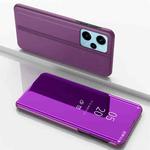 For Xiaomi Poco F5 Plated Mirror Kickstand Flip Leather Phone Case(Purple)