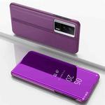 For Xiaomi Poco F5 Pro Plated Mirror Kickstand Flip Leather Phone Case(Purple)