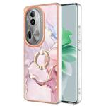 For OPPO Reno11 Pro 5G Global Electroplating Marble IMD TPU Phone Case with Ring Holder(Rose Gold 005)