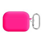 For AirPods Pro 2 PC Lining Silicone Bluetooth Earphone Protective Case(Fluorescent Rose)