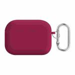 For AirPods Pro PC Lining Silicone Bluetooth Earphone Protective Case(Rose Red)