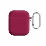 For AirPods 2 / 1 PC Lining Silicone Bluetooth Earphone Protective Case(Rose Red)