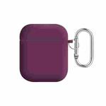 For AirPods 2 / 1 PC Lining Silicone Bluetooth Earphone Protective Case(Rose Purple Red)