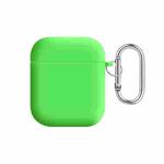 For AirPods 2 / 1 PC Lining Silicone Bluetooth Earphone Protective Case(Fluorescent Green)