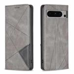 For Google Pixel 8 Pro Rhombus Texture Magnetic Leather Phone Case(Grey)