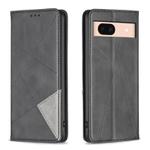 For Google Pixel 8a Rhombus Texture Magnetic Leather Phone Case(Black)