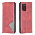 For Xiaomi Redmi Note 12S 4G / Note 11  Rhombus Texture Magnetic Leather Phone Case(Red)