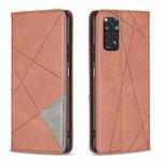 For Xiaomi Redmi Note 12S 4G / Note 11  Rhombus Texture Magnetic Leather Phone Case(Brown)