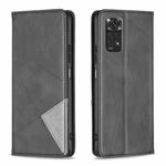 For Xiaomi Redmi Note 12S 4G / Note 11  Rhombus Texture Magnetic Leather Phone Case(Black)