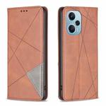For Xiaomi Poco F5 5G / Redmi Note 12 Turbo Rhombus Texture Magnetic Leather Phone Case(Brown)