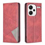For Xiaomi Redmi Note 13 Pro+ 5G Rhombus Texture Magnetic Leather Phone Case(Red)