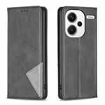 For Xiaomi Redmi Note 13 Pro+ 5G Rhombus Texture Magnetic Leather Phone Case(Black)