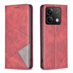 For Xiaomi Redmi Note 13 Rhombus Texture Magnetic Leather Phone Case(Red)