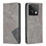 For Xiaomi Redmi Note 13 Rhombus Texture Magnetic Leather Phone Case(Grey)