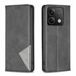 For Xiaomi Redmi Note 13 Rhombus Texture Magnetic Leather Phone Case(Black)