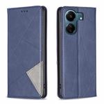 For Xiaomi Redmi 13C Rhombus Texture Magnetic Leather Phone Case(Blue)