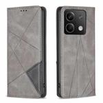 For Xiaomi Redmi Note 13 4G Global Rhombus Texture Magnetic Leather Phone Case(Grey)