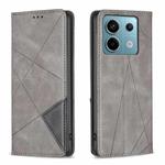 For Xiaomi Redmi Note 13 Pro 4G Global Rhombus Texture Magnetic Leather Phone Case(Grey)