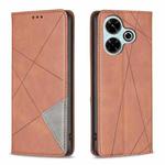 For Xiaomi Poco M6 4G / Redmi 13 4G Rhombus Texture Magnetic Leather Phone Case(Brown)