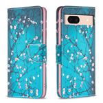 For Google Pixel 8A Colored Drawing Pattern Leather Phone Case(Plum Blossom)