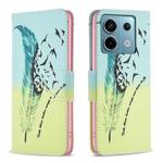 For Xiaomi Redmi Note 13 Pro Colored Drawing Pattern Leather Phone Case(Feather)